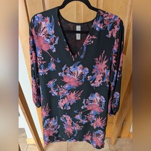 Allison Joy Elegant Black Dress with Floral Accents